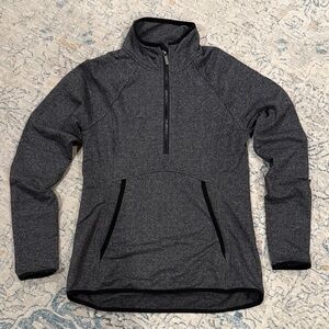 Kyodan Black and Gray Herringbone Quarter-Zip Pullover